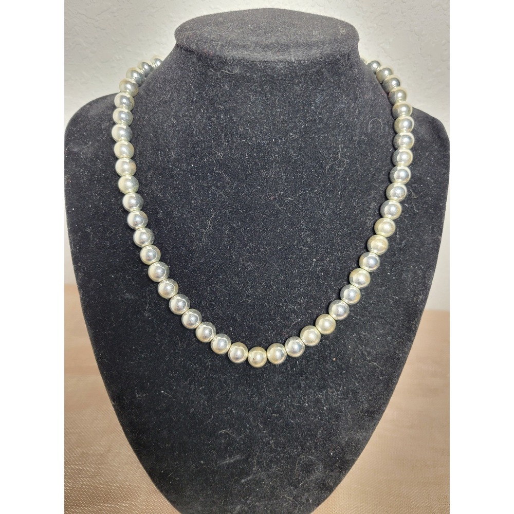 Vtg Ralph Lauren Heavy Beaded Silver Tone Signed RLL Necklace Women's Jewelry